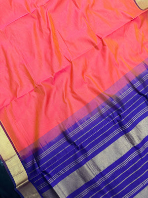 Woman wearing an Uppada Cotton Silk Saree with lightweight, breathable drape and subtle sheen, ideal for office and festive occasions.