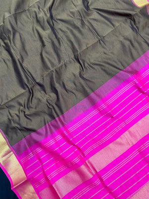Woman wearing an Uppada Cotton Silk Saree with lightweight, breathable drape and subtle sheen, ideal for office and festive occasions.