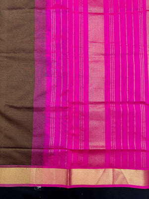 Woman wearing an Uppada Cotton Silk Saree with lightweight, breathable drape and subtle sheen, ideal for office and festive occasions.