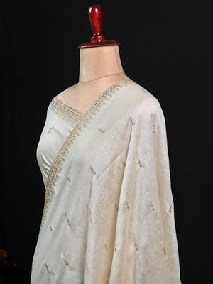 Designer Semi Banarasi Tussar Saree with Golden Zari Touch