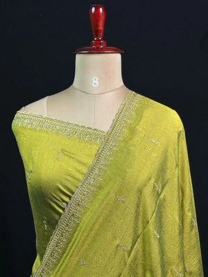 Designer Semi Banarasi Tussar Saree with Golden Zari Touch
