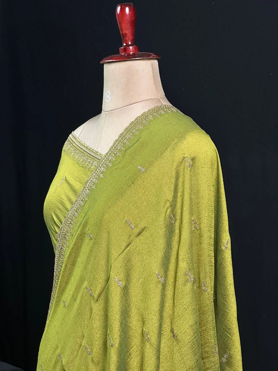 Designer Semi Banarasi Tussar Saree with Golden Zari Touch
