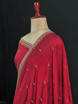 Designer Semi Banarasi Tussar Saree with Golden Zari Touch