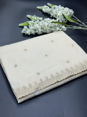 Designer Semi Banarasi Tussar Saree with Golden Zari Touch