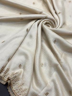 Designer Semi Banarasi Tussar Saree with Golden Zari Touch
