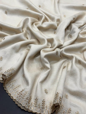 Designer Semi Banarasi Tussar Saree with Golden Zari Touch