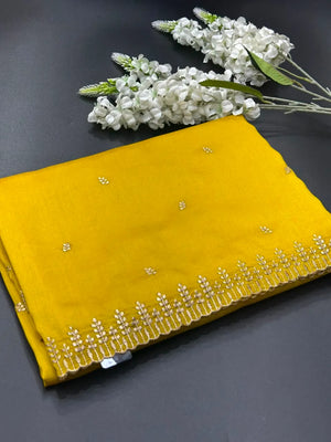 Designer Semi Banarasi Tussar Saree with Golden Zari Touch