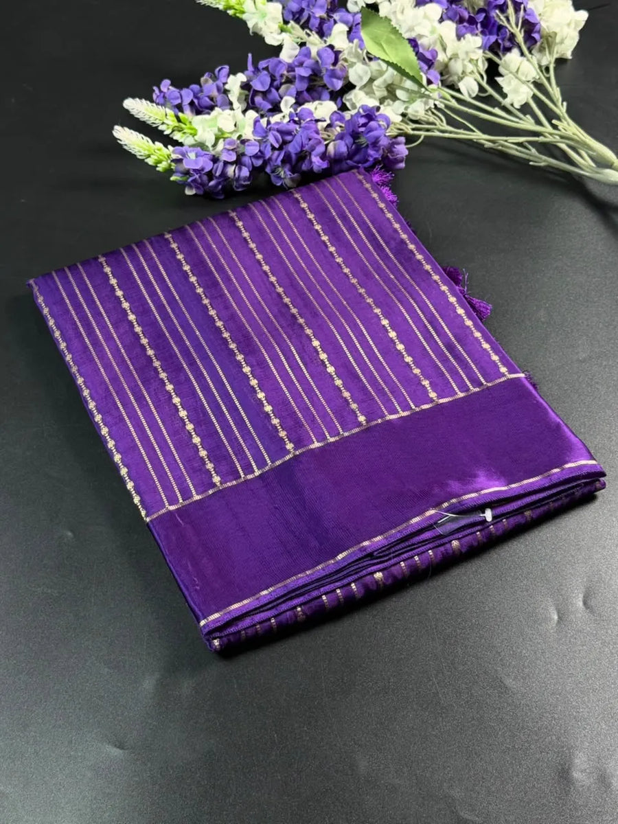 Viscose Crepe Satin Zari Border Saree