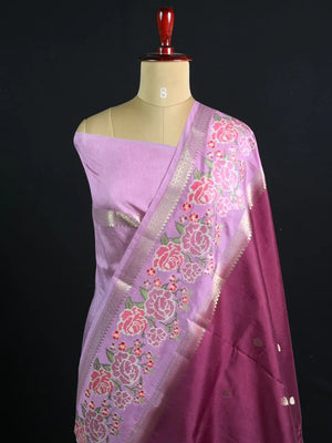 Pure Viscose Zari Silk Saree Floral Weaving and Rich Woven Border