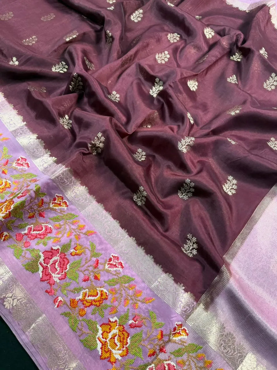 Pure Viscose Zari Silk Saree Floral
