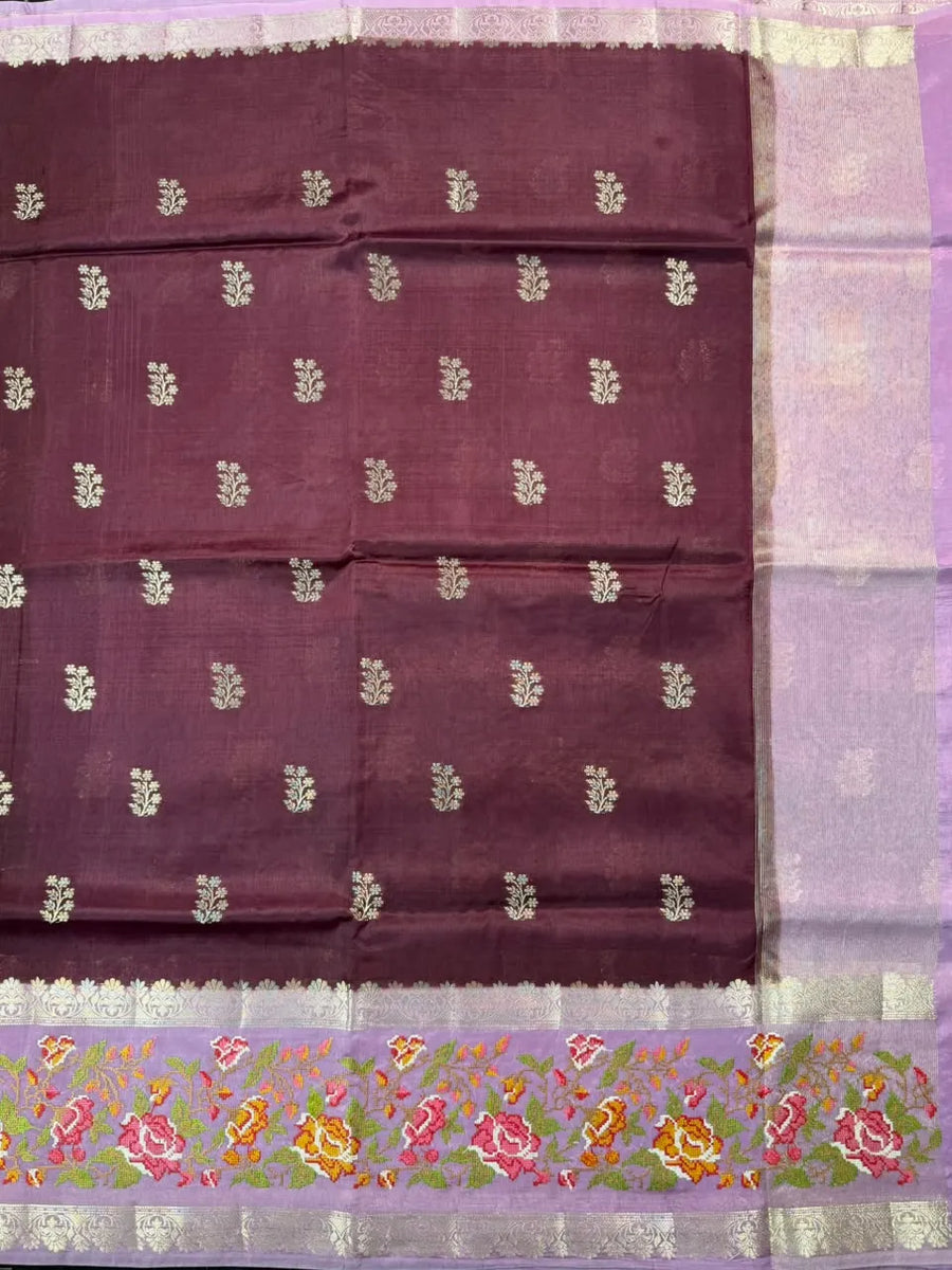 Pure Viscose Zari Silk Saree Floral