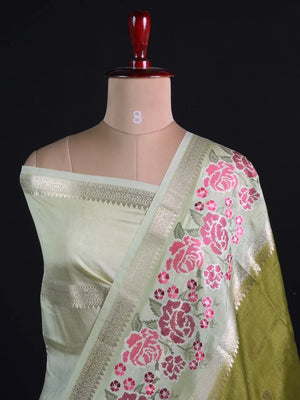 Pure Viscose Zari Silk Saree Floral Weaving and Rich Woven Border