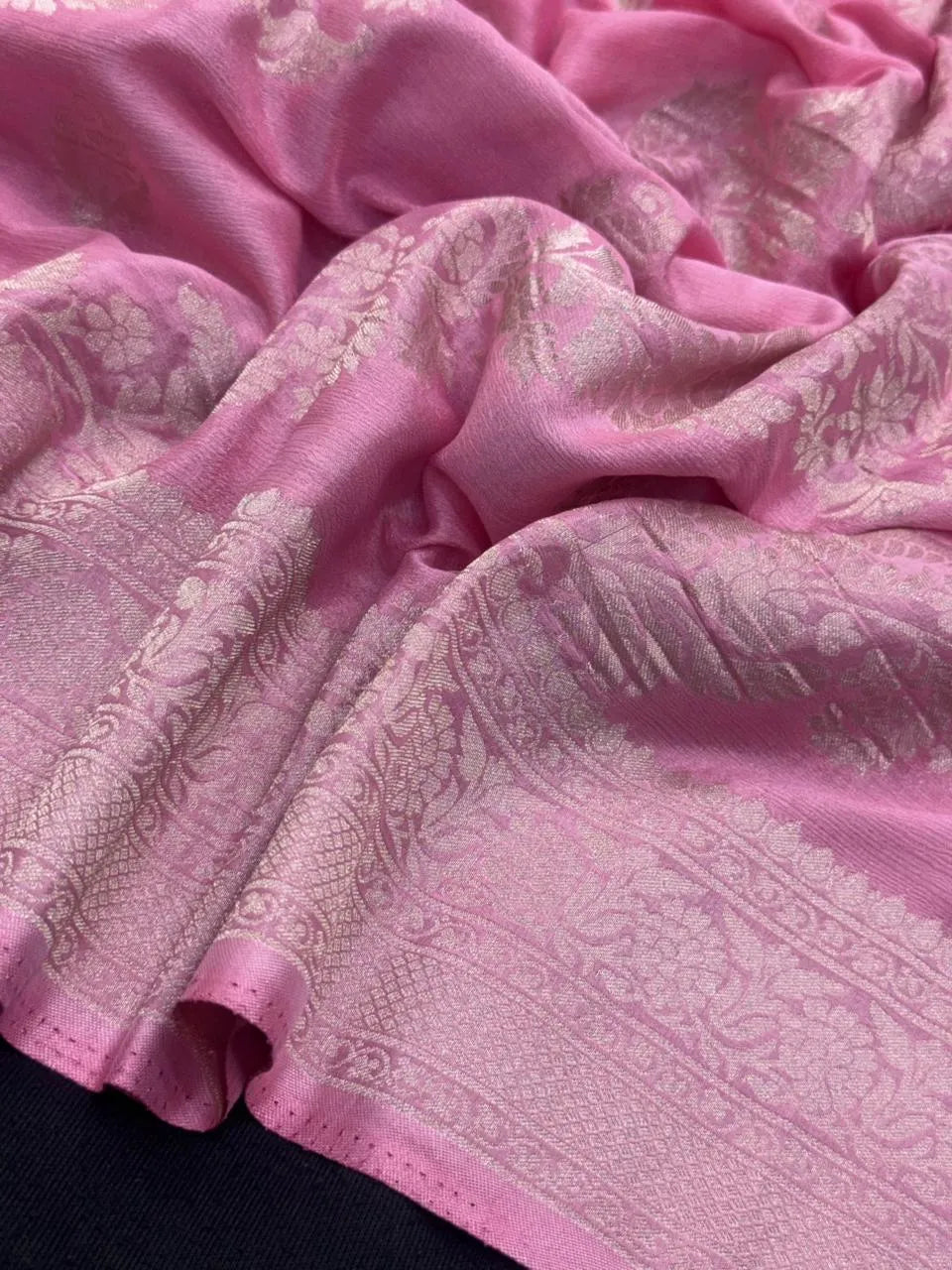 Semi Chiffon Saree for Women – Lightweight, Flowing Fabric for Daily & Party Wear-(Venice bouquet)