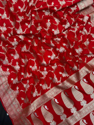 Traditional Semi Banarasi Kataan Silk Saree for Timeless Beauty (Venice Rabdi)