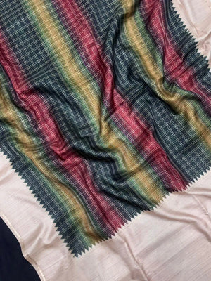 Classic Tasar Silk Saree – Grace Meets Tradition (Viscose Checks)