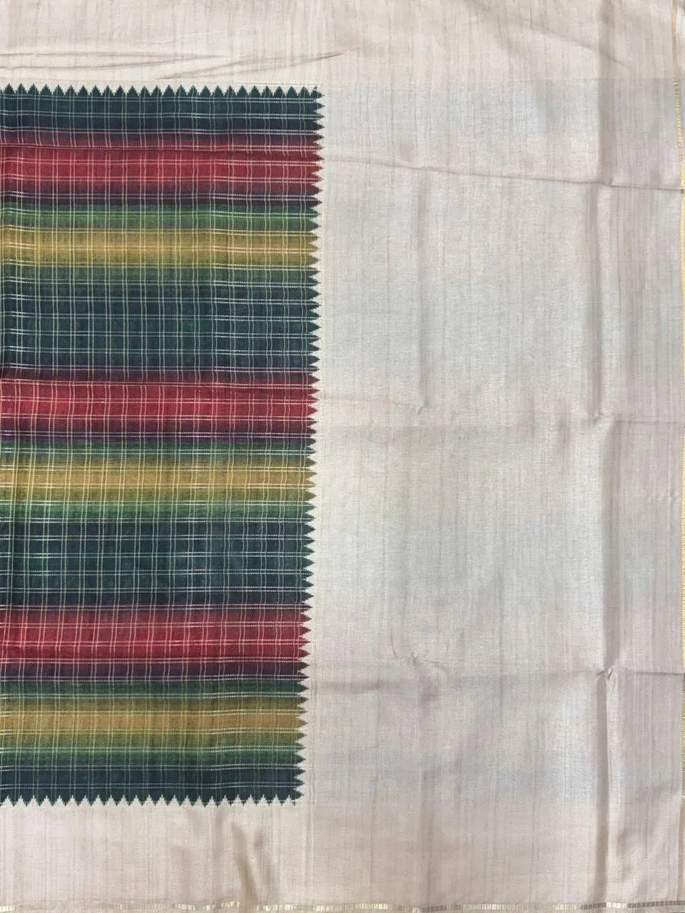 Classic Tasar Silk Saree – Grace Meets Tradition (Viscose Checks)