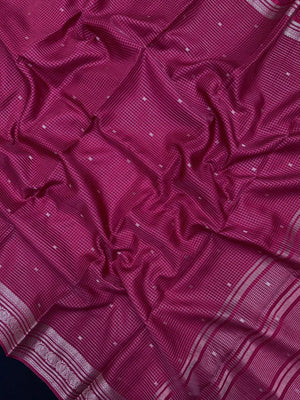 Graceful Malai Cotton Saree with Box Weave Design (Viscose Chex Bute)