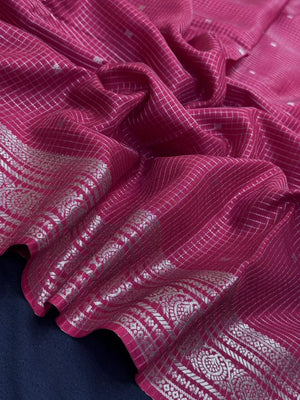 Graceful Malai Cotton Saree with Box Weave Design (Viscose Chex Bute)