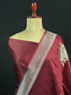 Soft Banarasi Gen Fold Silk Self Saree