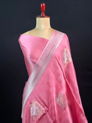 Soft Banarasi Gen Fold Silk Self Saree