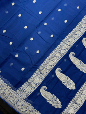 Banarasi Pure Khaddi Chiffon Saree-Self