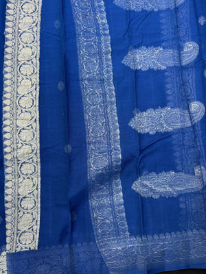 Banarasi Pure Khaddi Chiffon Saree-Self
