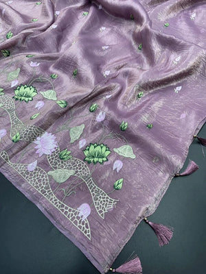 Everyday Royalty Paper Silk Saree-(Zaitoon silk )