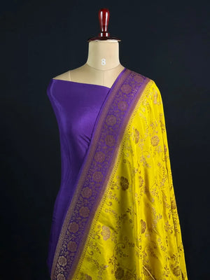 Korean Silk Saree with Rich Zari Floral Weaving