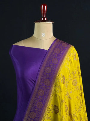 Korean Silk Saree with Rich Zari Floral Weaving