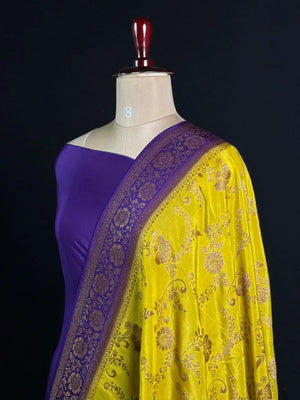 Korean Silk Saree with Rich Zari Floral Weaving