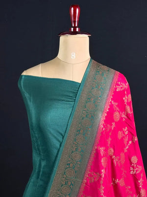 Korean Silk Saree with Rich Zari Floral Weaving