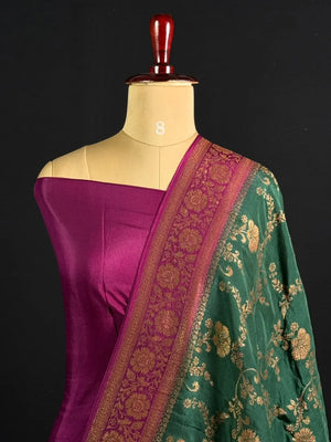 Korean Silk Saree with Rich Zari Floral Weaving