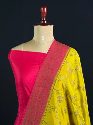 Korean Silk Saree with Rich Zari Floral Weaving