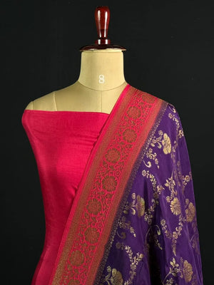Korean Silk Saree with Rich Zari Floral Weaving