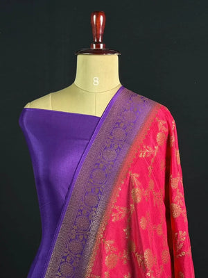 Korean Silk Saree with Rich Zari Floral Weaving