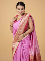 Load image into Gallery viewer, Banarasi Semi Khaddi Georgette Saree In Baby Pink With Kanchi Pink
