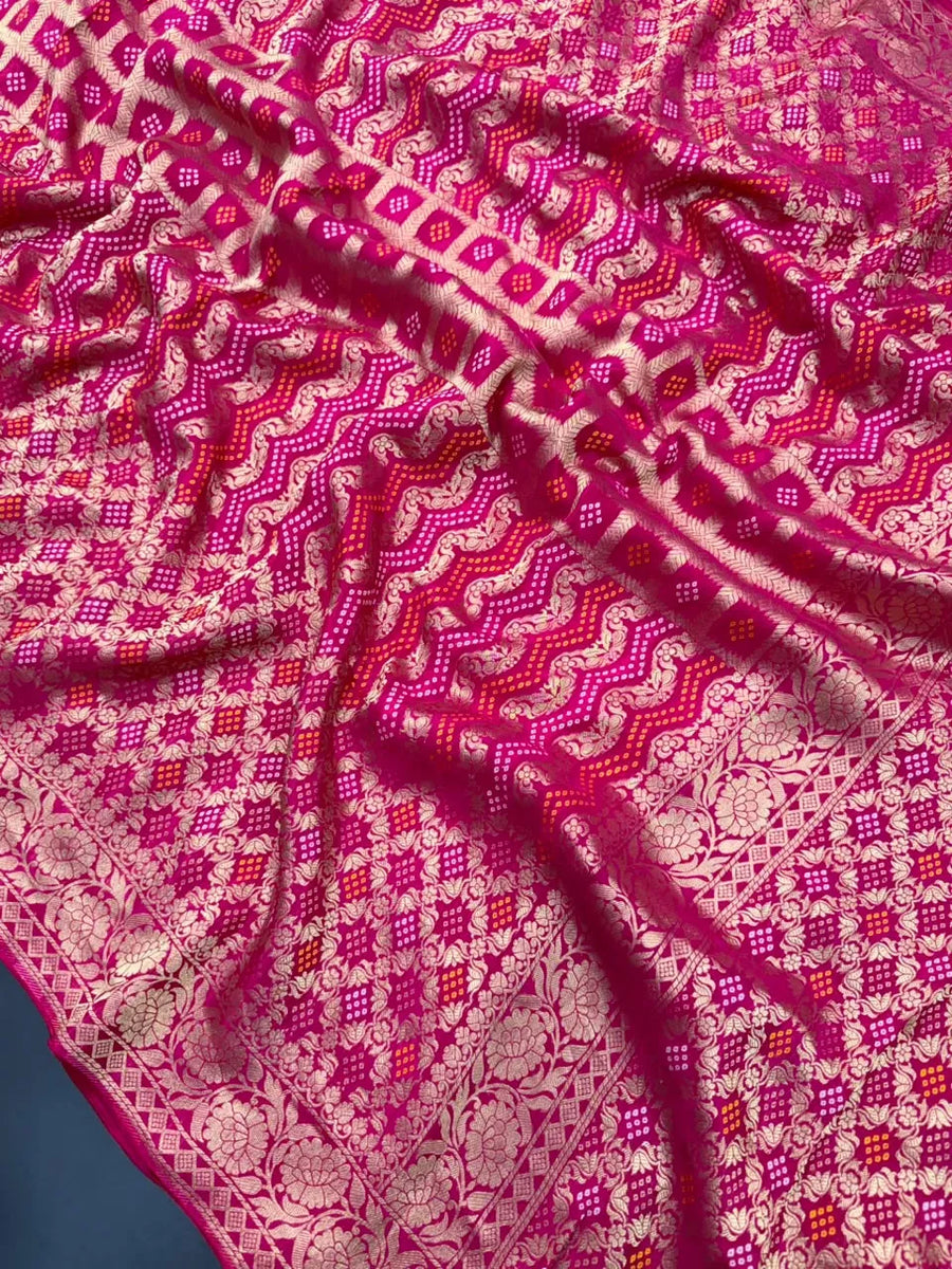 Pure Viscose Bandhani Banarasi Silk Saree