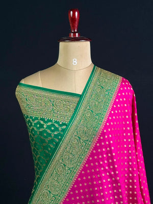 Pure Banarasi Crepe Saree- Mango Broder