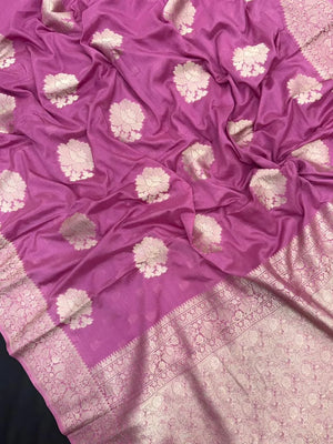 Sleek Chiffon Semi Banarasi Saree For Ethinic Wear-(3D insta shine)
