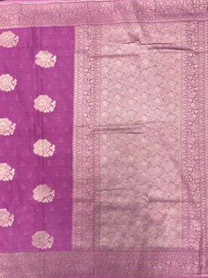 Sleek Chiffon Semi Banarasi Saree For Ethinic Wear-(3D insta shine)