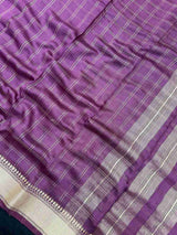 Musk Pulse Tussar Double Chex Silk Saree