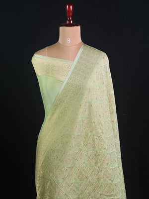 Semi Georgette Silk Saree with Banarasi Zari Weaving 