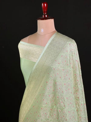 Semi Georgette Silk Saree with Banarasi Zari Weaving 