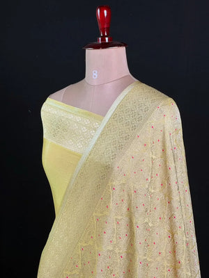 Semi Georgette Silk Saree with Banarasi Zari Weaving 