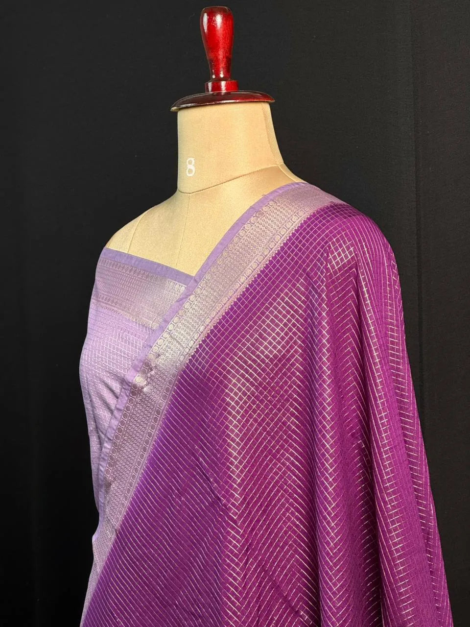 Classic Musk Chex Soft Silk Saree-(ASSAM CHECKS)