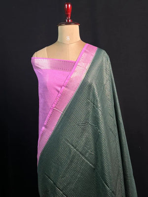 Classic Musk Chex Soft Silk Saree-(ASSAM CHECKS)