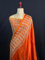 Elegant Plain Ajrak Print Saree – Timeless Ethnic Charm