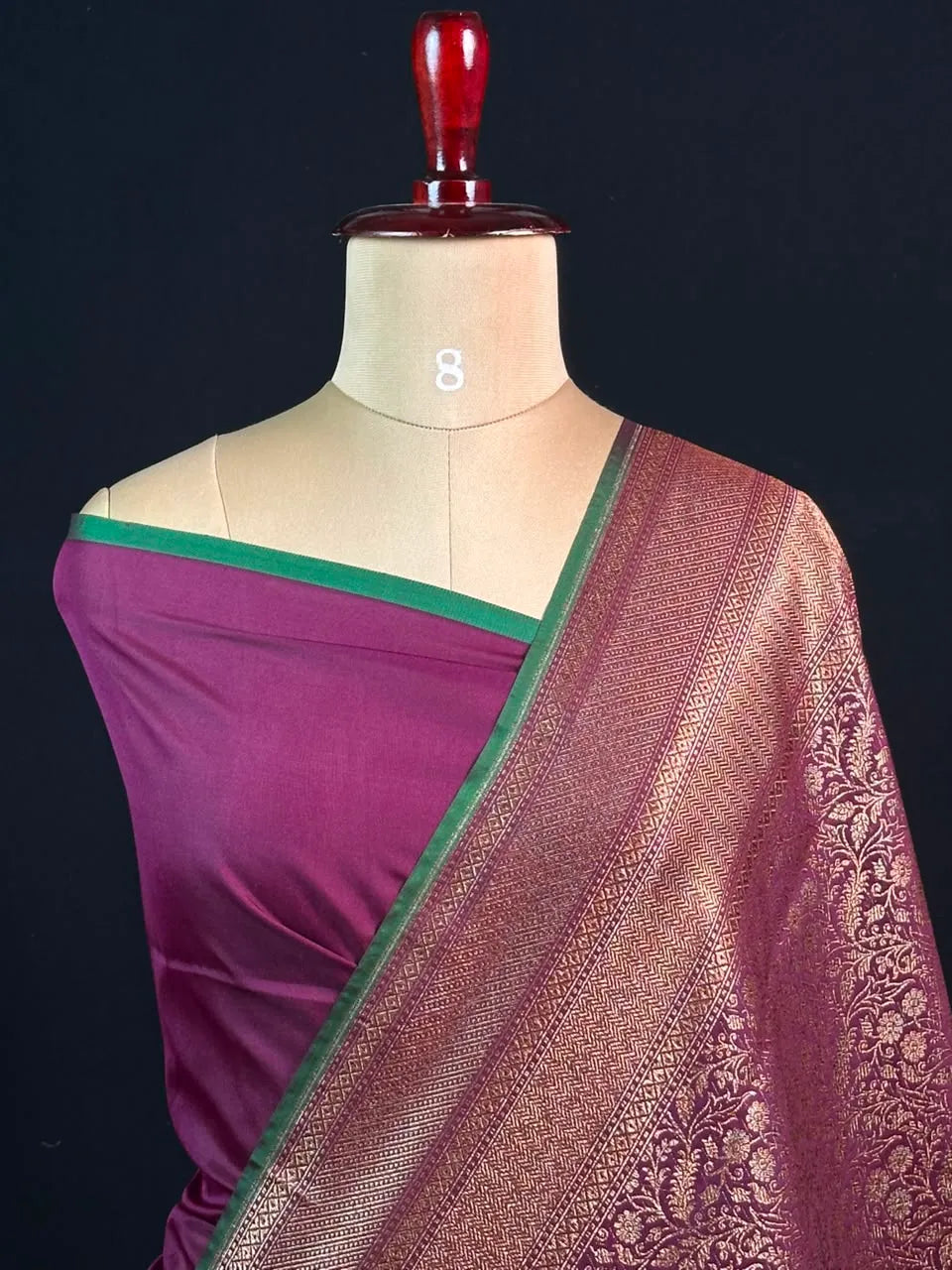 Semi Banarasi Silk Saree-BANARASI BROCADE OFF