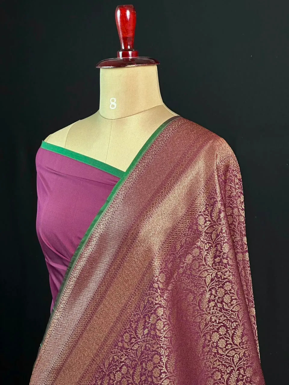 Semi Banarasi Silk Saree-BANARASI BROCADE OFF