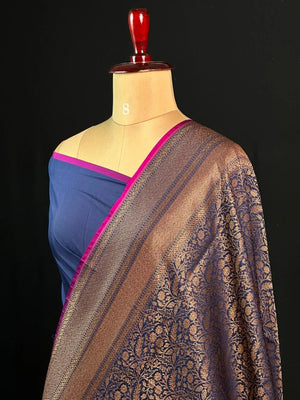 Semi Banarasi Silk Saree-BANARASI BROCADE OFF